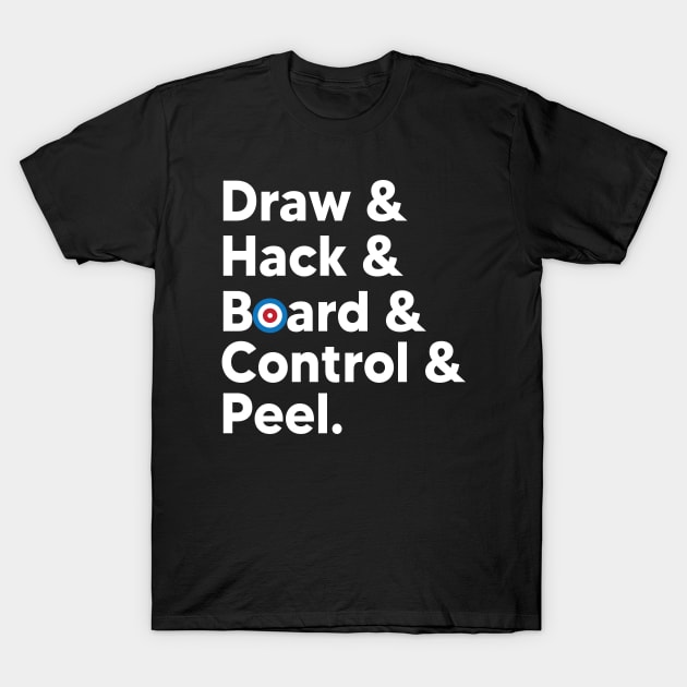 Curling meme draw hack board control peel funny curling T-Shirt by UNXart